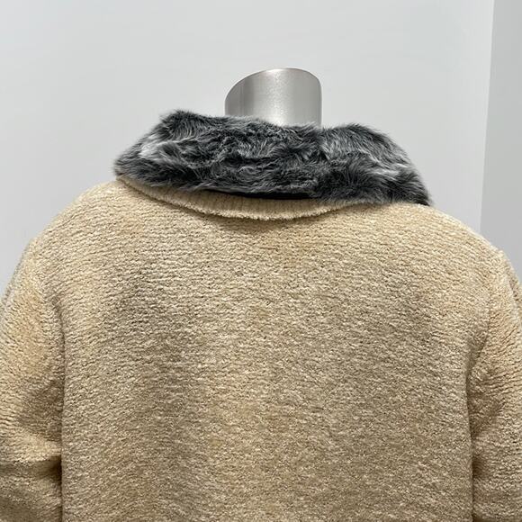 Vintage 90's Side Effects Beige  Knit Sweater Cardigan  Open Front  Size XL - Picture 7 of 14